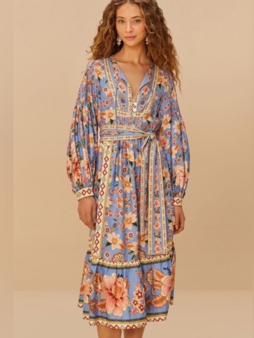 Farm Rio Superbloom Tapestry printed midi dress NWT